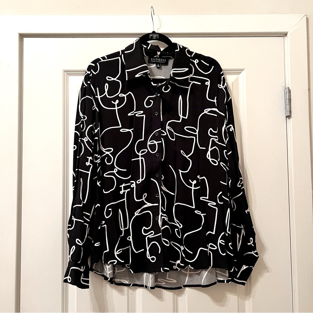 Eloquii Black & White Blouse
